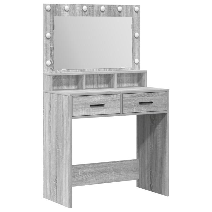 KENNETH@ Coiffeuse Gris Sonoma 79x41x135 cm Bois dingénierie CL6506307