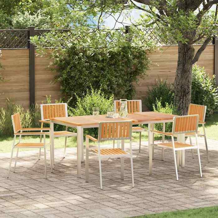 vidaXL Ensemble de repas extérieur 7 pcs Bois de teck massif - vue 1