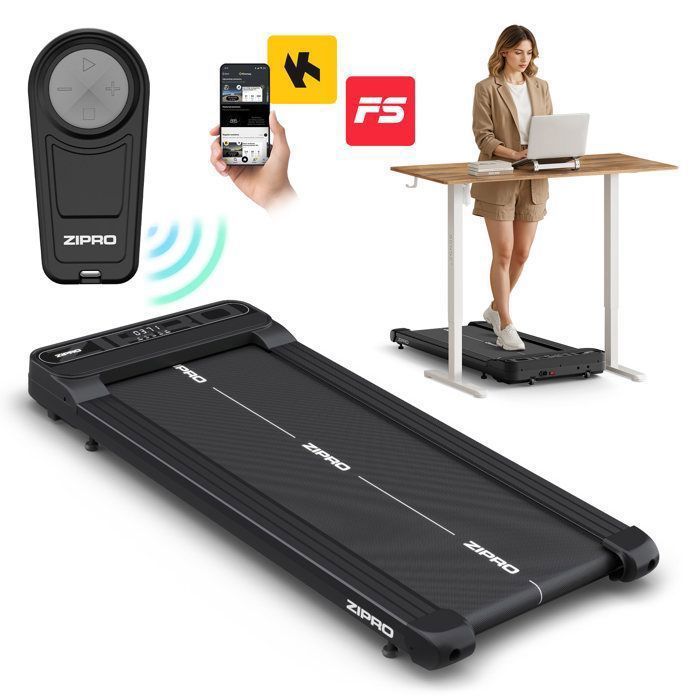 Tapis de marche électrique ZIPRO Catwalk Bureau - 1-6 km/h - Bluetooth FitShow Kinomap - Ultra-fin 11cm - Max 100kg - Écran LED