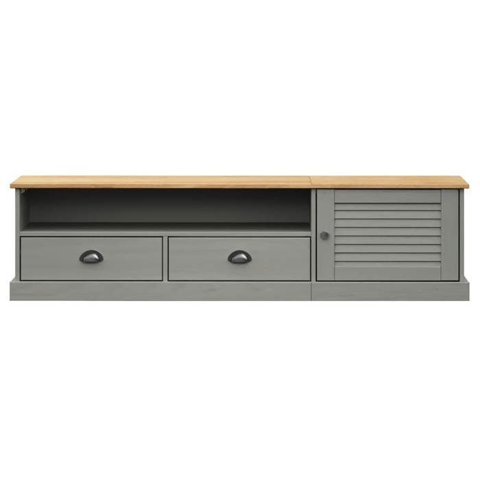 NEUF Armoire TV - Gris - Meuble TV - TABLE TV - VIGO gris 156x40x40 cm - bois massif de pin TT3290