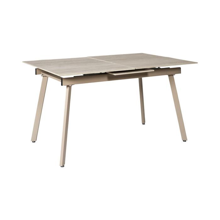 The Home Deco Factory - Table à manger extensible en céramique effet travertin pour 6 à 8 personnes PIETRA - Beige