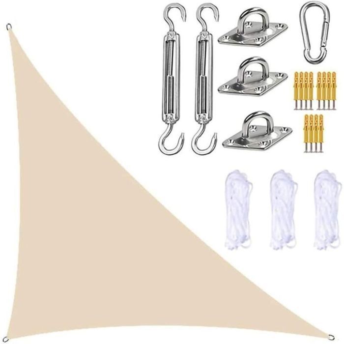 Voile dombrage triangulaire - PZCC - 3x4x5 m - Beige - Étanche - Anti-UV