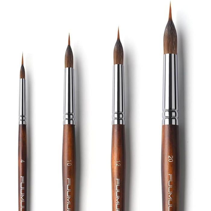 Set De 4 Pinceaux Ovales PureBrush – Mélange Orel Et Poils Naturels – 60/30 – Pour Peinture