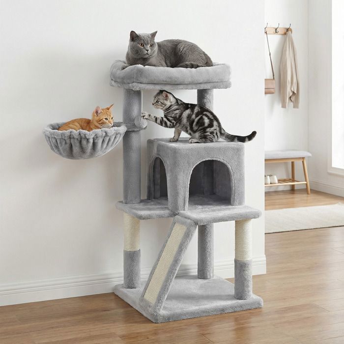 Comparer les prix de Arbre à Chat Poteaux à Griffer et Rampe Gris Clair