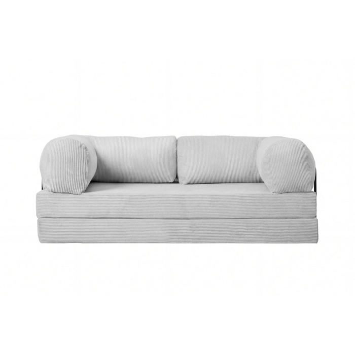 COSIMA - Canapé droit convertible velours côtelé 3 places Gris clair COSIMA - Canapé droit convertible velours côtelé 3 places Gris clair