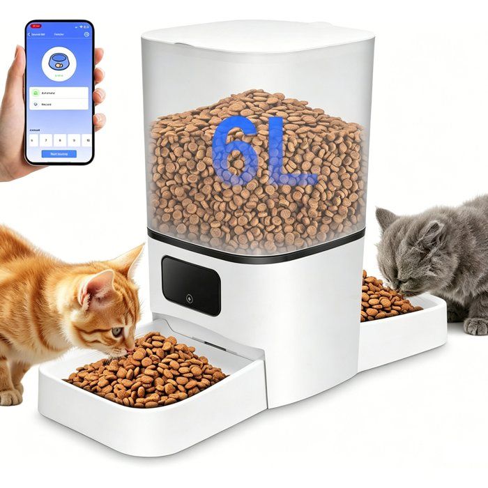 Distributeur automatique chat 6L pour 2 chats WiFi APP double gamelle programmation repas anti-humidité grande capacité