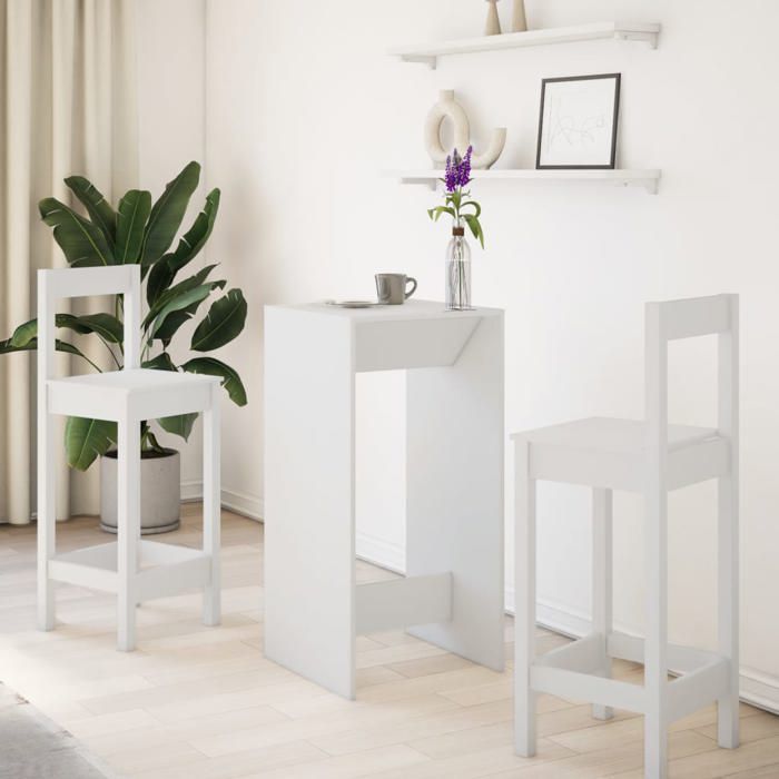 Table Haute de Cuisine - Blanc - Mange-Debout - blanc 51x50x1035 cm bois dingénierie T10922