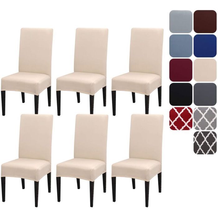 Housse de Chaise Extensible Lot de 6 Couverture Protecteur de Chaise Salle a Manger Universel Amovible Lavable Moderne Durable