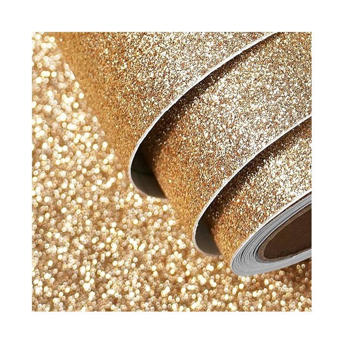 Papier Pailleté Doré Brillant Papier Doré Adhésif pour Meuble Armoires Décoration Papier Peint 40 x 200 cm 40 x 200 cm PAPIER PEINT