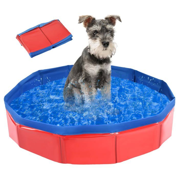 Baignoire Chien 1 Pièce 50x8cm - Pataugeoire Piscine Pliable - Pour Chat Petit Grand Animal Dupcheliry