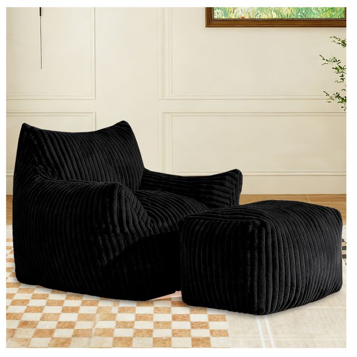 Fauteuil lounge avec repose-pieds EVRYAE 70 x 90 x 103 cm soutien ergonomique 5 zones flanelle
