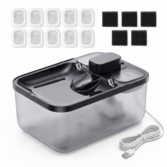 Fontaine à Eau pour Chat 4 5 L et 10 Filtres Fontaine Silencieuse avec Filtration Noir et Blanc Fontaine à Eau pour Chat 4 5 L et 10 Filtres Fontaine Silencieuse avec Filtration Noir et Blanc