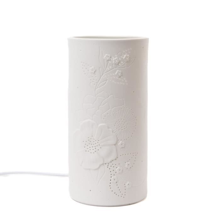 Lampe tube fleur petit modèle - Amadeus - Blanc - Porcelaine - LED