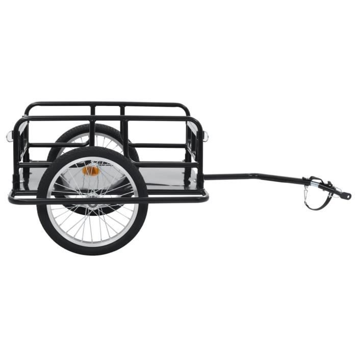 PETT Remorque de bicyclette Noir en Acier 130 x 73 x 485 cm