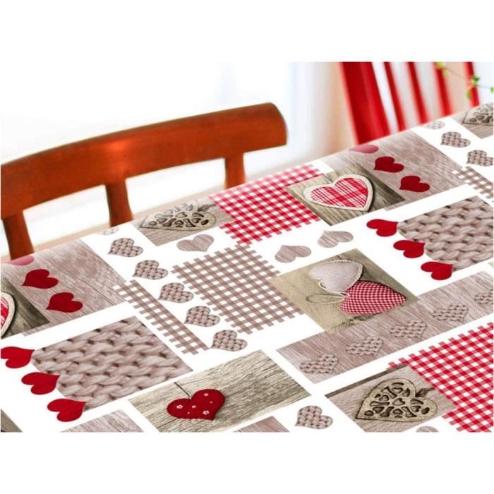 Nappe De Noël Toile Cirée HANSEL – Motif Père Noël Rouge – 140 X 250 Cm – Neuf Avec étiquettes