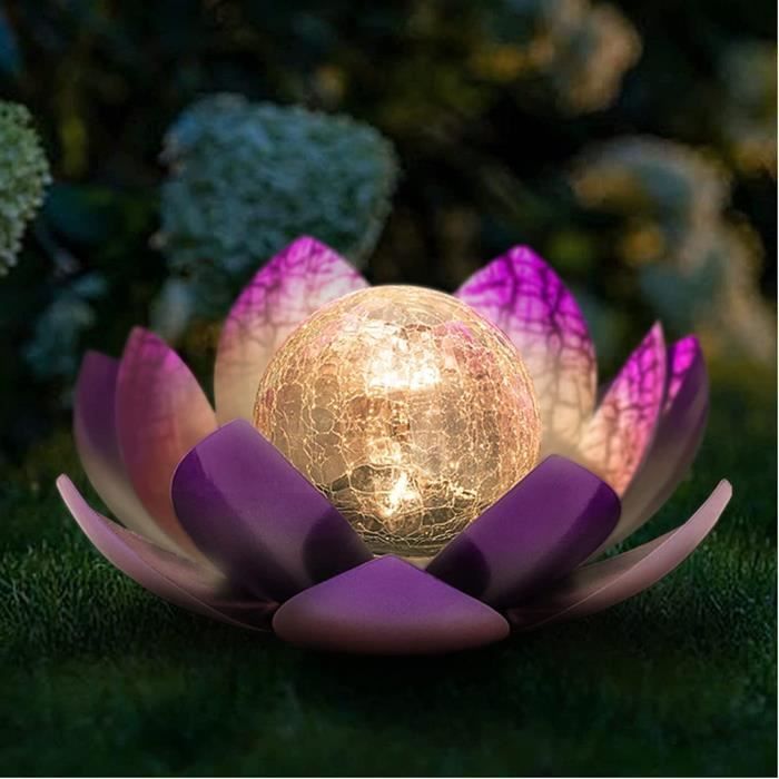 Lampe solaire jardin - Lotus Décoratif - Effets d'éclairage fantastiques - Violet