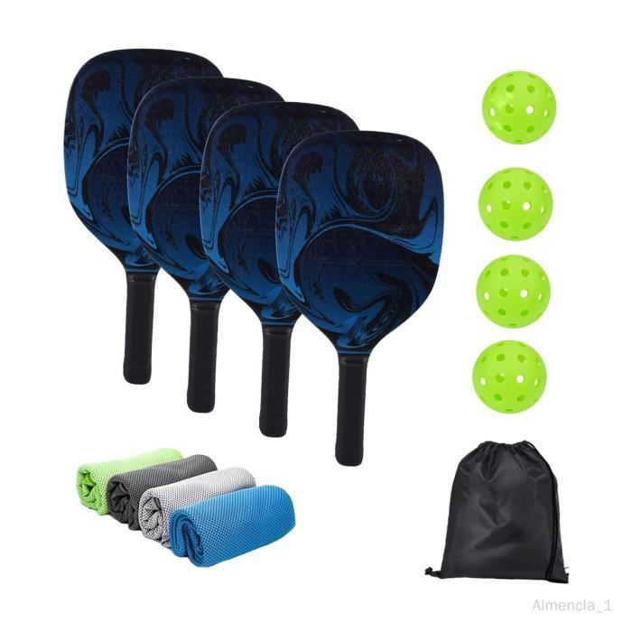 KOCAN Ensemble 2 Raquettes De Pickleball + 4 Balles - Set Complet Accessoire Sport Loisir