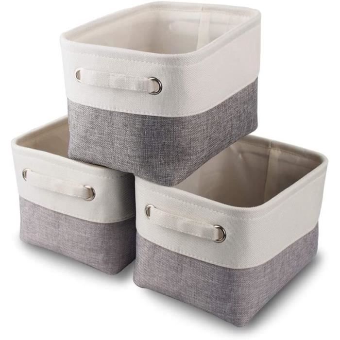 Lot de 3 boîtes de rangement en tissu avec poignées 20 x 16 x 14 cm Lot de 3 boîtes de rangement en tissu avec poignées 20 x 16 x 14 cm