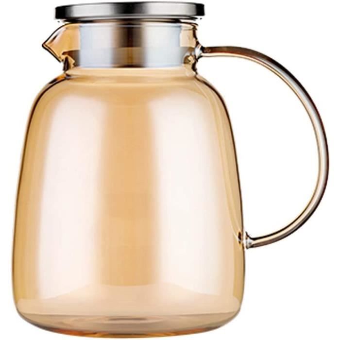 Pichet à Eau En Verre Avec Couvercle, Carafe D'eau Chaude/froide, Jus Et Thé Glacé (1500 Ml - 9