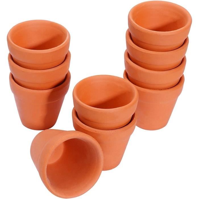 2 Mini Pots En Terre Cuite Rétro - Taille 2,5 X 2 Cm - Pour Plantes Miniatures, Décoration Maison De Poupée Ou Jardin Féerique - 4