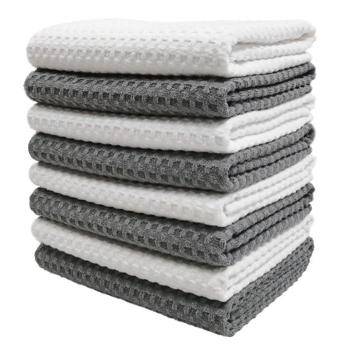 Essuie Main Cuisine 6 Torchons De Cuisine Microfibre - 30x30cm, Gris, Ultra Absorbants Et Lavables En Machine Torchon Microfibre