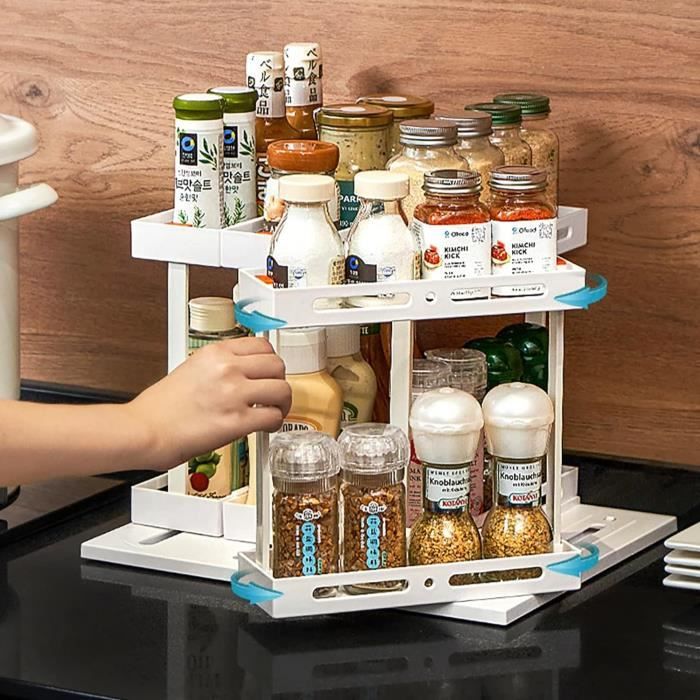 KEWUZY 360° étagère à épices Rotative 2 étages, Cuisine