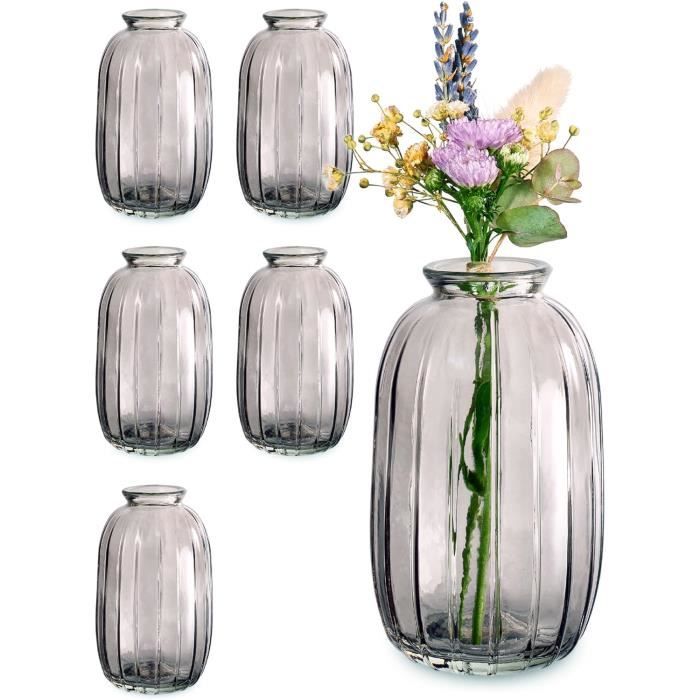 Lot De 6 Petits Vases En Verre Vintage - Déco Table Mariage, Baptême, Intérieur - Lavables Au Lave-vaisselle - Doré