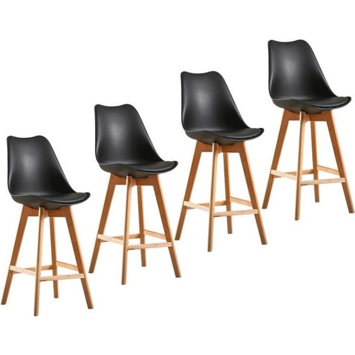 Tabourets de Bar Lot de 4 Pieds en Bois de hêtre Hauteur de l