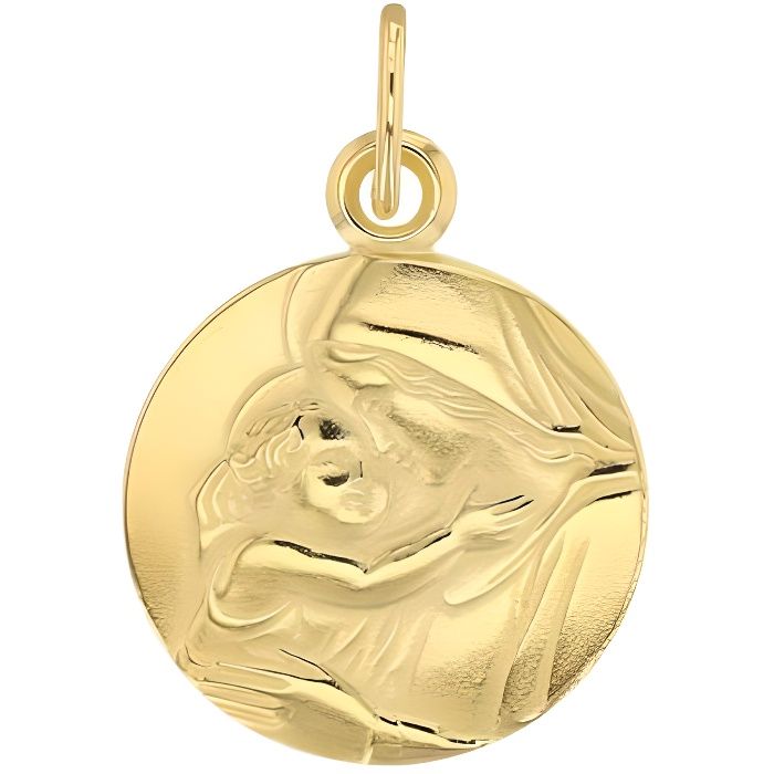 Collier Plaqué Or Médaille Ronde Gravée Paris LES POULETTES