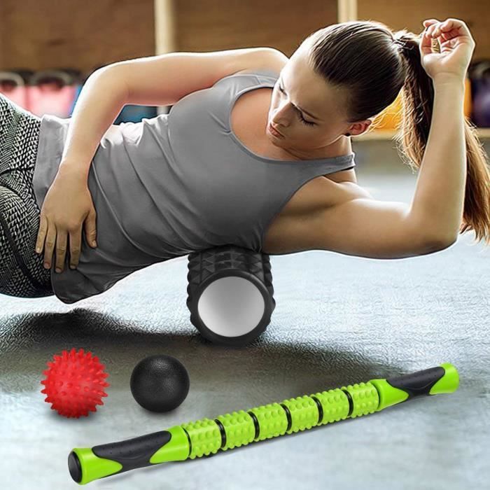 4in1 Foam Roller Kit avec Bâton de Rouleau de Muscle et Boules de