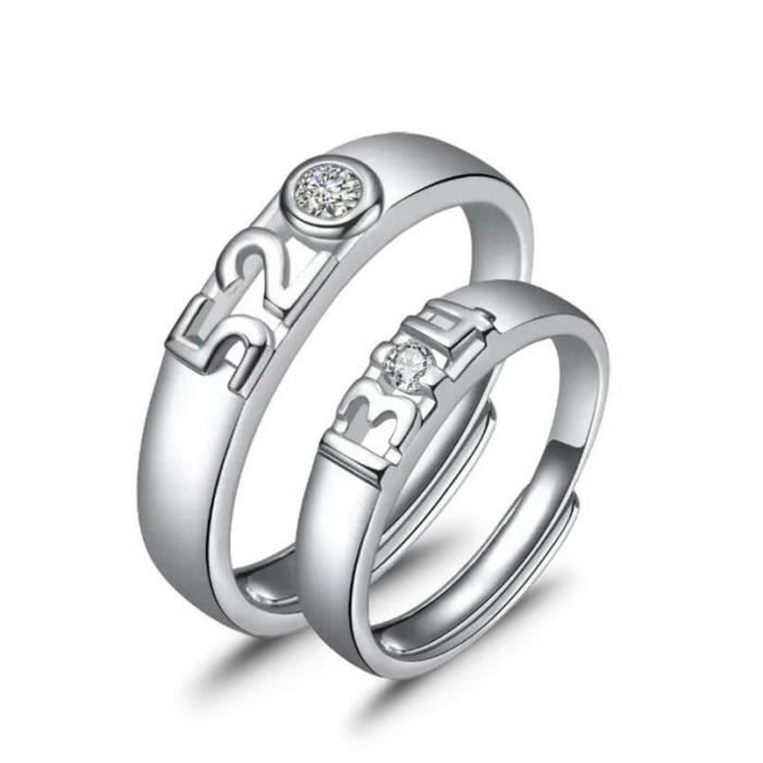 Bague De Couple S925 Argent Sterling Zircon Bijoux Bague De