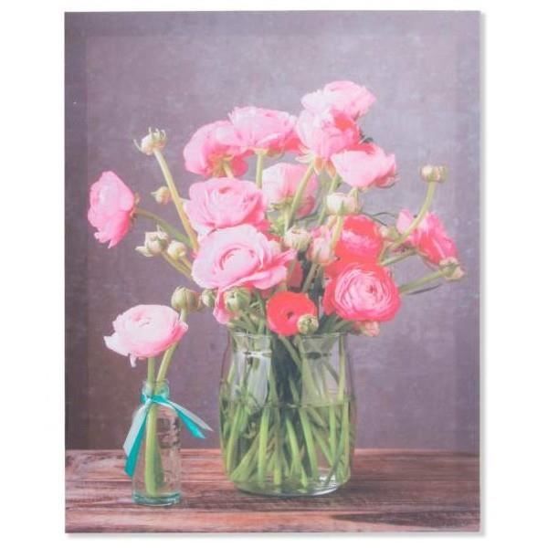 Cadre Toile Fleur Rose Dans Vase 50 X 40 Cm B Achat Vente Tableau Toile Cdiscount