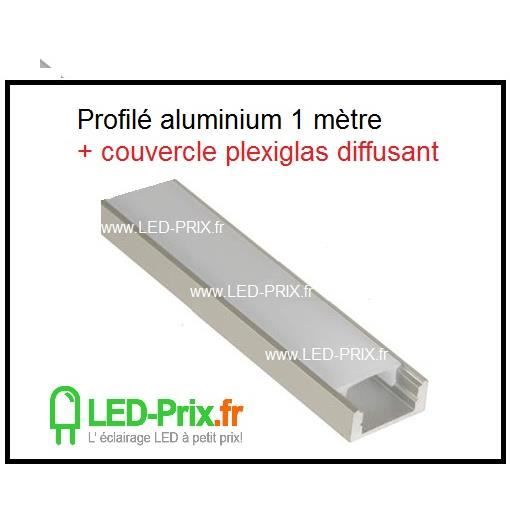Profilé Aluminium Pour Ruban LED 2m - Encastrable Avec Couvercle Blanc Laiteux - Dissipation Chaleur