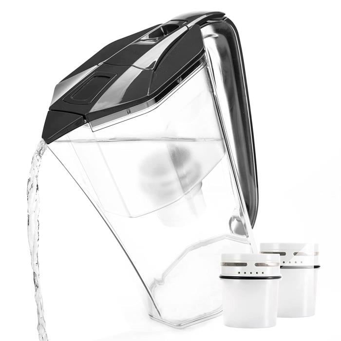 Carafe Filtrante Alkanatur 2.5L - Eau Alcaline PH 9.5 - Filtre Chlore Et Métaux Lourds - Sans BPA