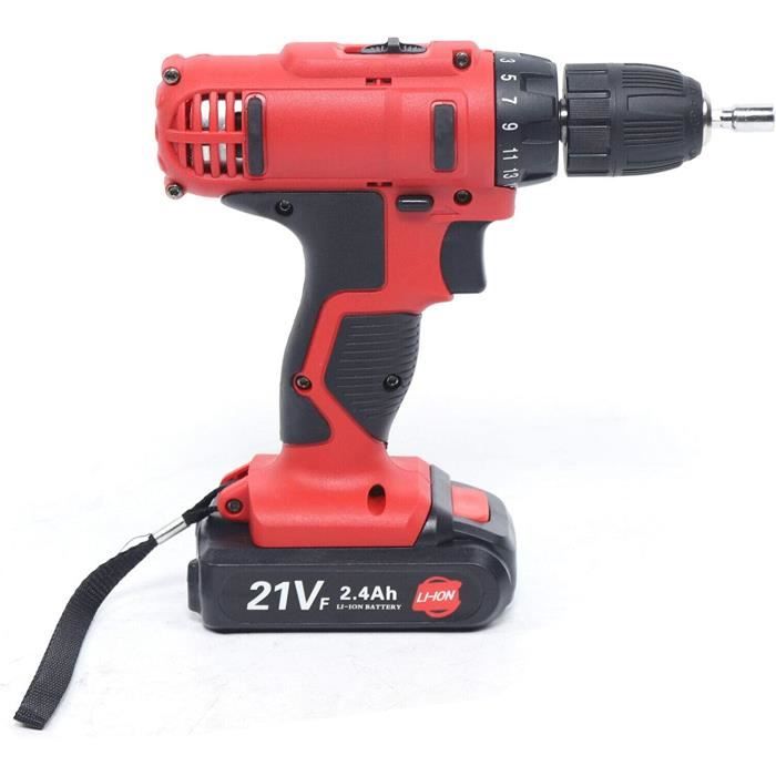 Perceuse Sans Fil 21 V, Couple de 70 Nm, avec 2 Batteries, 25 1 Réglages de Couple, 2 Vitesses
