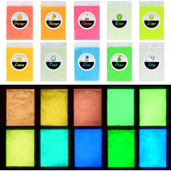 Set De 12 Poudres Pigments Néon Fluorescents 10g - Pour Résine époxy, Nail Art, Slime, Peinture, DIY - 5