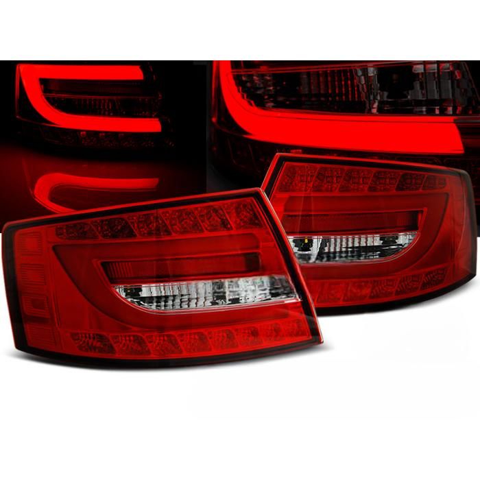 Paire de feux arriere Audi A6 C6 berline de 04/2004 a 2008 LED BAR rouge blanc-27335618