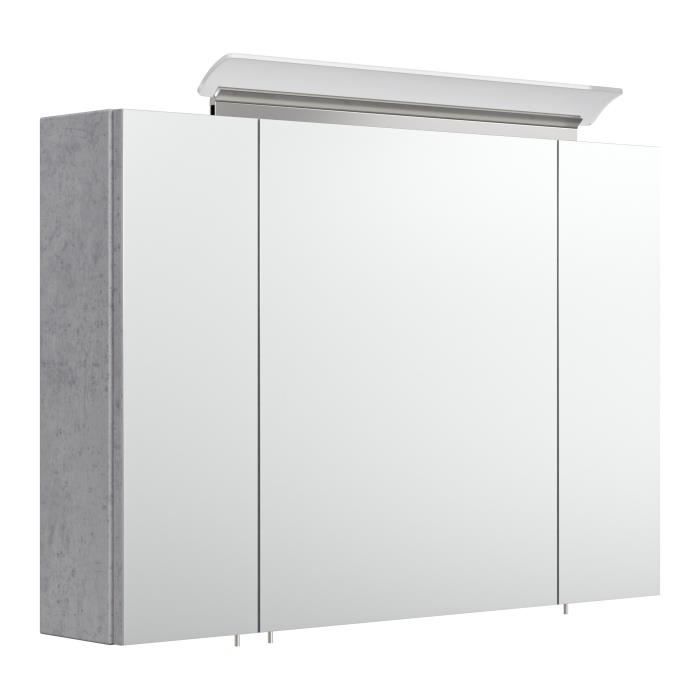 Armoire de toilette avec miroirs et Lampe LED acrylique 90cm en Aspect