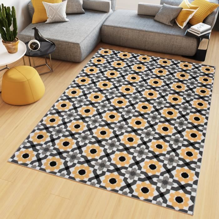 Tapiso Maya Tapis Salon Chambre Ado Moderne Geometrique Fleures