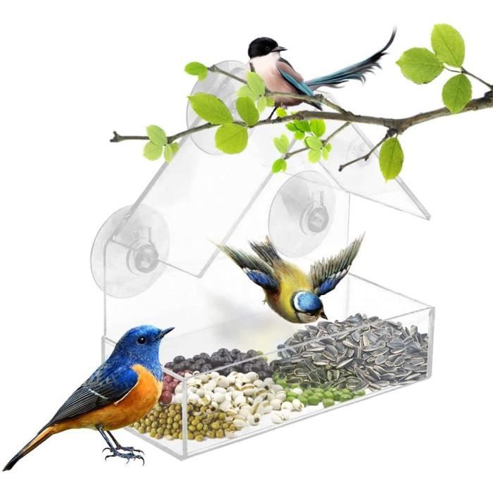 Meilleurs prix pour Mangeoire pour les oiseaux créative de grande capacité 3 ventouse balcon mangeoire à oiseaux cage à oiseux extérieure