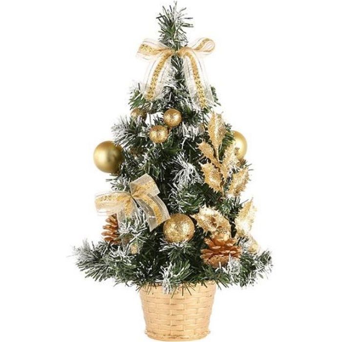 Mini sapin de Noël illuminé, Avec guirlande lumineuse nœud boules de