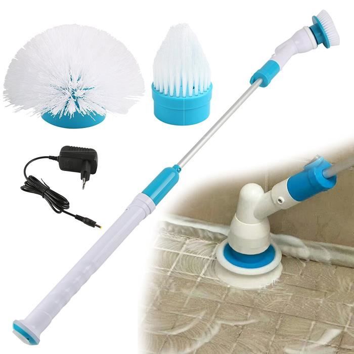 Rechargeable Handheld Power Scrubber avec poteau dextension Hurricane Spin Scrubber avec 3 têtes de brosse interchangeables