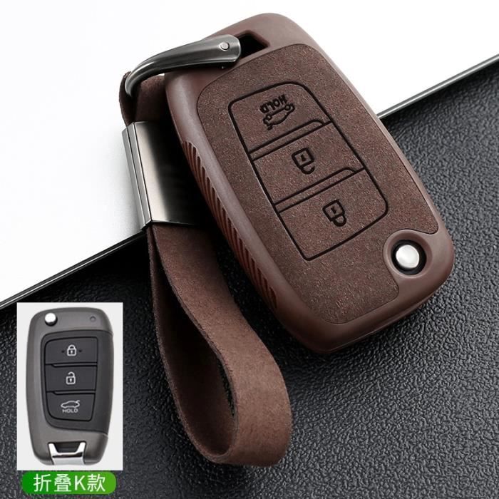 Coque de protection en cuir pour voiture Hyundai clé télécommande