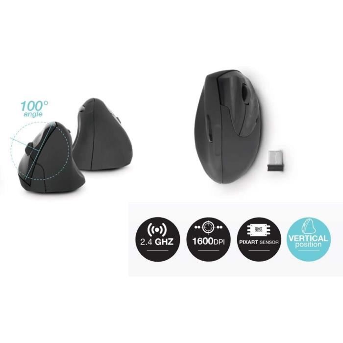 Souris Sans Fil Ergonomique Verticale Rechargeable, 6 Boutons, Souris