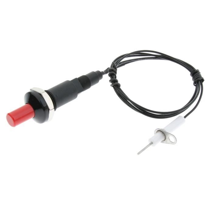 Allumeur Piézo-électrique Lot De 2 - Bouton Poussoir 1 Sortie 2 - Fil Aiguille 1m - Sans Pile