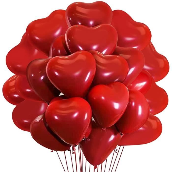 50 Pièces Rouge Amour Ballons coeur rouge Latex Cœur des ballons pour la  Saint Valentin mariage anniversaire fiançailles anni 438