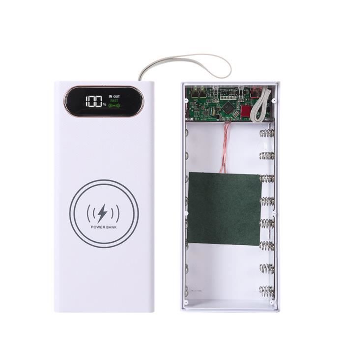 Boîtier Pour Power Bank DIY 20 X 18650 - Avec écran LCD, Charge Rapide 22,5W + 15W, Charge Sans Fil - Neuf (batteries Non Incluses)