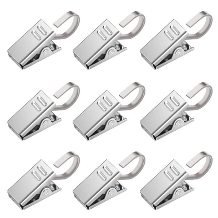 Lot De 20 Pinces à Rideaux En Acier Inoxydable - Crochets Serre-tout Pour Rideau, Douche, Décoration