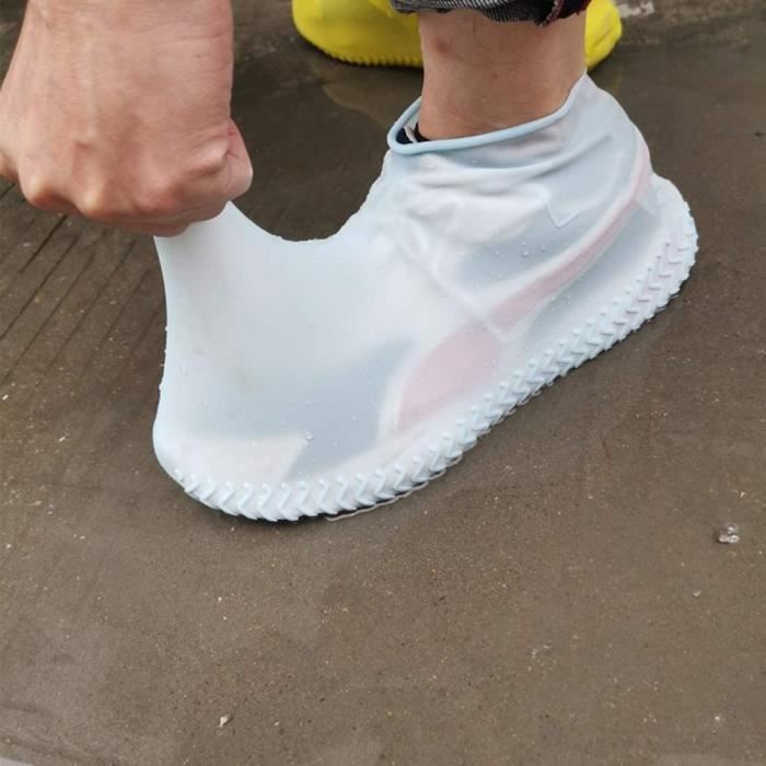 Cikuso Couvre-Chaussures en Silicone Peut être Réutilisé Couvre-Chaussures Extensibles en Caoutchouc Antidérapant épais et Résistant à LUsure Chaussures de Protection Taille S Noir 