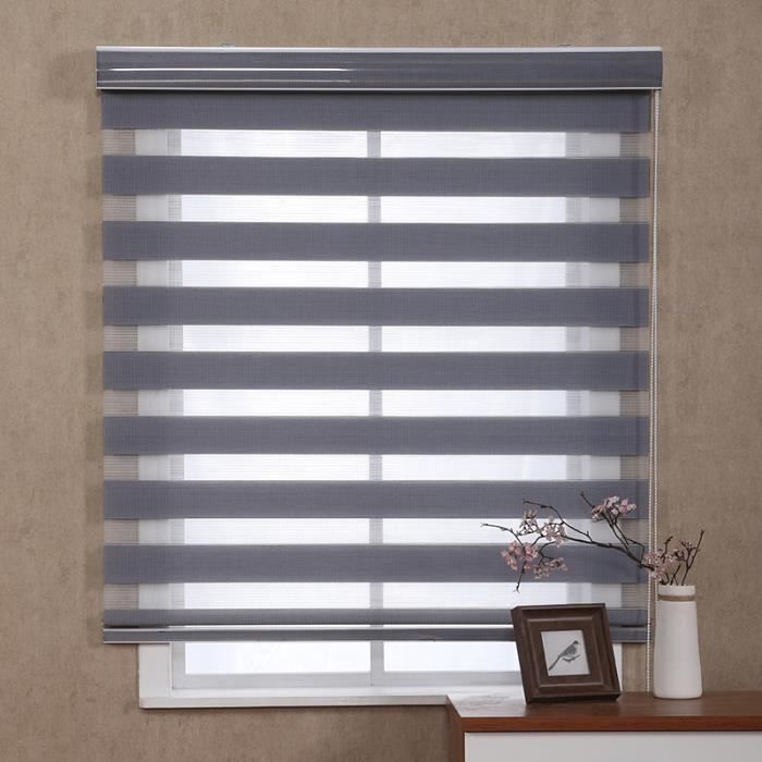 store enrouleur jour et nuit sans percage gris 50x160 cm store de fenetre occultant pour chambre salon bureau version avancee cdiscount maison